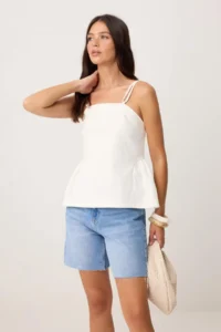 TRENDYOLMİLLA WHITE Strap Adjustable Weaving Blouse - Image 2