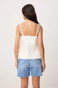 TRENDYOLMİLLA WHITE Strap Adjustable Weaving Blouse - Image 4