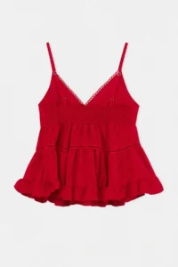 TRENDYOLMİLLA Red Godeli Back Gipe Detailed Weaving Blouse - Image 2