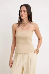 TRENDYOLMİLLA Stone Sewing Detailed peplum Gabardine Weaving Blouse