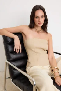 TRENDYOLMİLLA Stone Sewing Detailed peplum Gabardine Weaving Blouse - Image 2