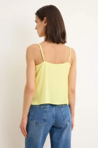 TRENDYOLMİLLA Yellow Deep V-neck Lace and Binding Detailed Weaving Blouse - Image 4