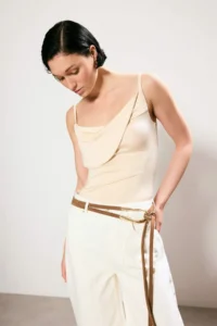 TRENDYOLMİLLA Trendyol Studio Ecru Plain Fitted Strapless Sleeveless Flexible Knitting Blouse