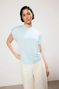 TRENDYOLMİLLA Trendyol Studio Blue Plain Regular Crew Neck Drop Sleeve Sleeveless Flexible Knitting Blouse