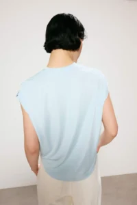 TRENDYOLMİLLA Trendyol Studio Blue Plain Regular Crew Neck Drop Sleeve Sleeveless Flexible Knitting Blouse - Image 5