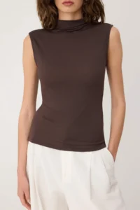 TRENDYOLMİLLA More Sustaniable Brown Fitted Dog collar Sleeveless Modal Premium Knitting Blouse - Image 3