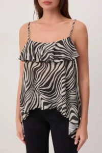 TRENDYOLMİLLA Multicolored Zebra Printed Regular/Normal Pattern Square Neck Thin Sleeveless Foam Knitting Blouse - Image 3