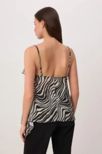 TRENDYOLMİLLA Multicolored Zebra Printed Regular/Normal Pattern Square Neck Thin Sleeveless Foam Knitting Blouse - Image 4