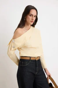 TRENDYOLMİLLA Yellow-Multicolored Weaving Bottom&Top Blouse