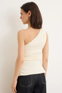 TRENDYOLMİLLA Ecru Fitted Asymmetric Collar Sleeveless textured Knitting Blouse - Image 4