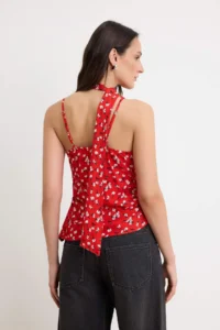 TRENDYOLMİLLA Red Geometric Patterned Scarf Detailed Blouse - Image 4