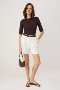 TRENDYOLMİLLA Brown Fitted Three Quarter Ribbed Flexible Knitting Blouse - Image 2