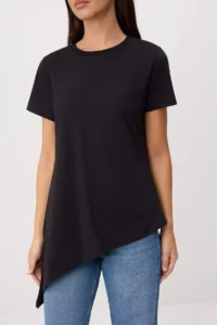 TRENDYOLMİLLA Black Plain Regular Crew Neck Standard Sleeve Short 100% Cotton Knitting Blouse - Image 3