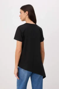 TRENDYOLMİLLA Black Plain Regular Crew Neck Standard Sleeve Short 100% Cotton Knitting Blouse - Image 4