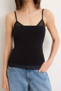 TRENDYOLMİLLA Black Fitted Cowl Neck Thin Sleeveless Sleeveless Flexible Knitting Blouse - Image 3
