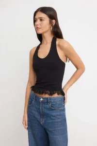 TRENDYOLMİLLA Black Fitted Barbell Neck Sleeveless Soft Touch Knitting Blouse - Image 2