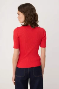 TRENDYOLMİLLA Red Snap Button Detailed Ribbed Summer Knitwear Blouse - Image 4