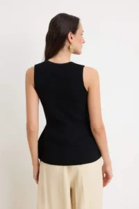 TRENDYOLMİLLA Black Special Summer Yarn Peplum Detailed Blouse - Image 4