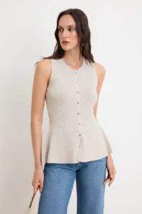 TRENDYOLMİLLA Stone Special Summer Yarn Peplum Detailed Blouse
