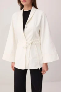 TRENDYOLMİLLA Ecru Arched 100% Cotton Oversized DENIM Jacket