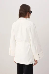 TRENDYOLMİLLA Ecru Arched 100% Cotton Oversized DENIM Jacket - Image 4