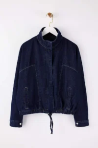 TRENDYOLMİLLA DARK BLUE Dog collar Bomber Jacket 100% Cotton DENIM Jacket - Image 6