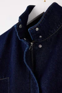 TRENDYOLMİLLA DARK BLUE Dog collar Bomber Jacket 100% Cotton DENIM Jacket - Image 8