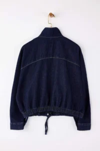 TRENDYOLMİLLA DARK BLUE Dog collar Bomber Jacket 100% Cotton DENIM Jacket - Image 9