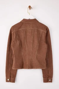 TRENDYOLMİLLA Limited Edition Brown Trucker Fitted 100% Cotton DENIM Jacket - Image 7