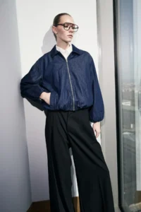 TRENDYOLMİLLA DARK BLUE Bomber Jacket 100% Cotton DENIM Jacket - Image 3