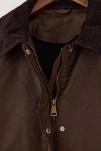 TRENDYOLMİLLA Brown Velvet Collar Detailed Coated Material 100% Cotton Oversized DENIM Jacket - Image 6