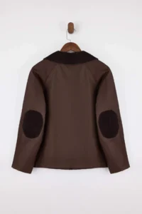 TRENDYOLMİLLA Brown Velvet Collar Detailed Coated Material 100% Cotton Oversized DENIM Jacket - Image 7