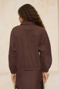 TRENDYOLMİLLA Brown Bomber Jacket Dog collar 100% Cotton DENIM Jacket - Image 7