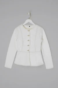 TRENDYOLMİLLA Ecru Fitted Medium Flexible DENIM Jacket - Image 5