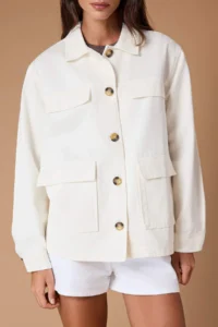TRENDYOLMİLLA Ecru Pocket Detail Oversized DENIM Jacket - Image 3