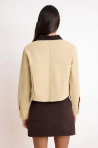 TRENDYOLMİLLA Beige Yaka Detailed 100% Cotton DENIM Jacket - Image 4