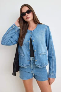 TRENDYOLMİLLA Mavi Button Detailed DENIM Jacket