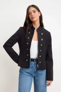 TRENDYOLMİLLA Black Embroidered Zippered Napolyon Jacket