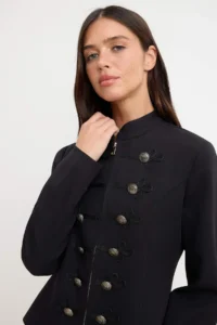 TRENDYOLMİLLA Black Embroidered Zippered Napolyon Jacket - Image 2