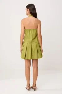 TRENDYOLMİLLA Green pleated Short / Mini Weaving Dress - Image 4