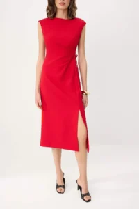 TRENDYOLMİLLA Red Binding Detailed Midi Weaving Dress - Image 3