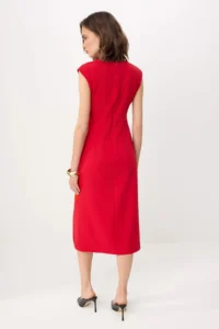 TRENDYOLMİLLA Red Binding Detailed Midi Weaving Dress - Image 4