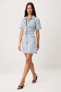 TRENDYOLMİLLA Premium Light Blue Special Material Midi DENIM Dress