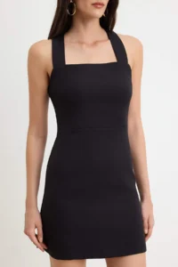 TRENDYOLMİLLA Black Bant Sleeveless Mini Flexible Weaving Dress - Image 2