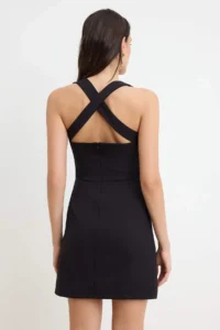 TRENDYOLMİLLA Black Bant Sleeveless Mini Flexible Weaving Dress - Image 3
