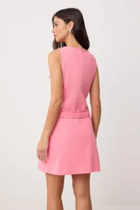 TRENDYOLMİLLA Pink Belt Detailed Short / Mini Weaving Dress - Image 4