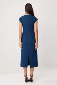 TRENDYOLMİLLA Petrol Accessory Detailed Sleeveless Midi Flexible Weaving Dress - Image 4