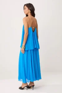 TRENDYOLMİLLA Mavi Zincir Detailed Sleeveless Siphon Lined Maxi Weaving Dress - Image 5