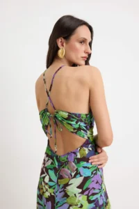 TRENDYOLMİLLA Burgundy-Multicolored Floral Ruffle Detailed Maxi Weaving Dress - Image 5