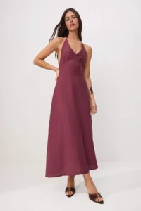 TRENDYOLMİLLA More Sustainable Plum Modal Maxi Weaving Dress - Image 2